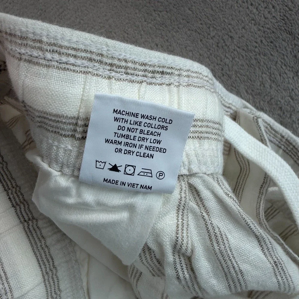 TODD SNYDER Relaxed 100% Linen Leisure‎ Pants in White Striped Pleated NWT $198